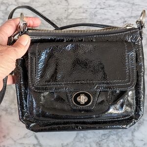 Vintage Coach Poppy Black Patent Leather Crossbody Bag Purse